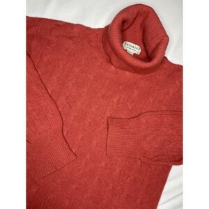 Vintage Sutton Studio Turtleneck 100% Cashmere Sweater Large Pink Cable Knit